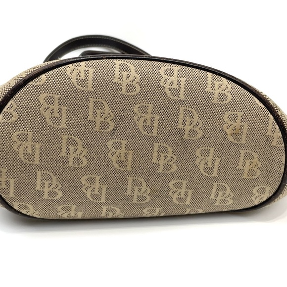 Dooney And Bourke Brown Leather Signature Jacquard Hobo Shoulder Logo - Picture 12 of 16
